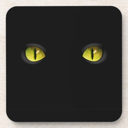 Black Cat Eyes in the Dark Beverage Coaster