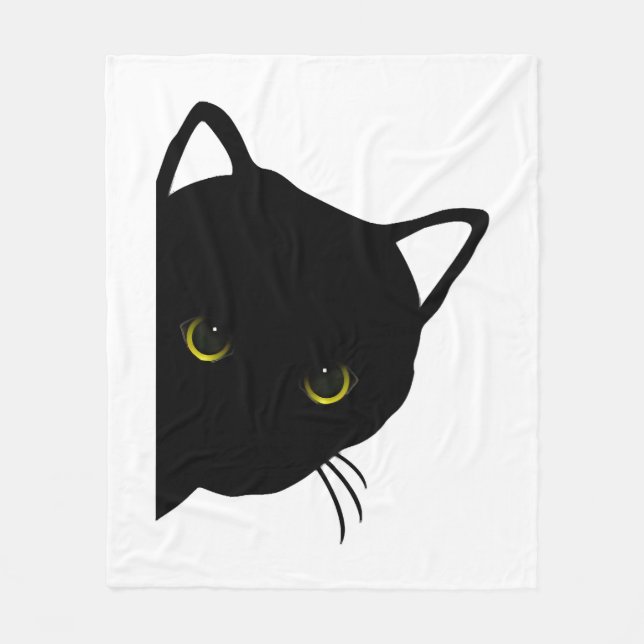 black cat eyes left fleece blanket (Front)