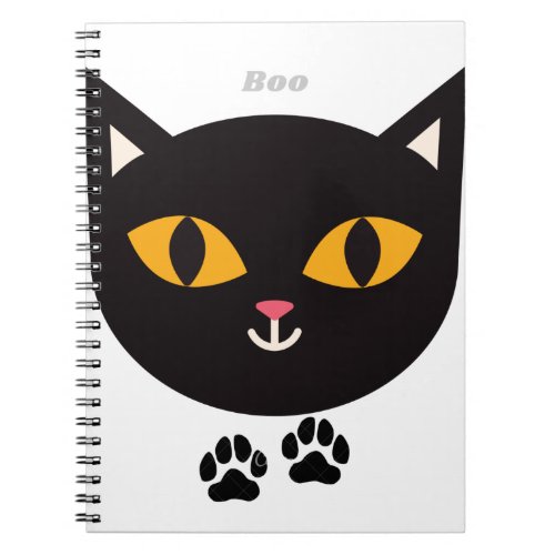 Black Cat eyes yellow boo T_Shirt Notebook