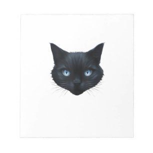 Black Cat Face Blue Eyes Graphic Tee Cat Men Women Notepad