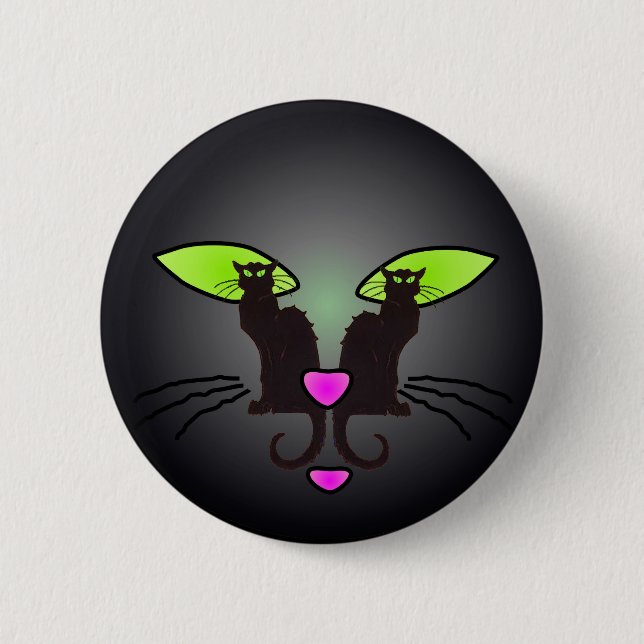BLACK CAT FACE by SHARON SHARPE Button (Front)