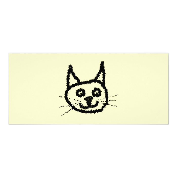 Black cat face cartoon. On Cream. Custom Rack Cards