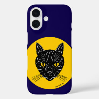Black Cat Face iPhone 16 Case
