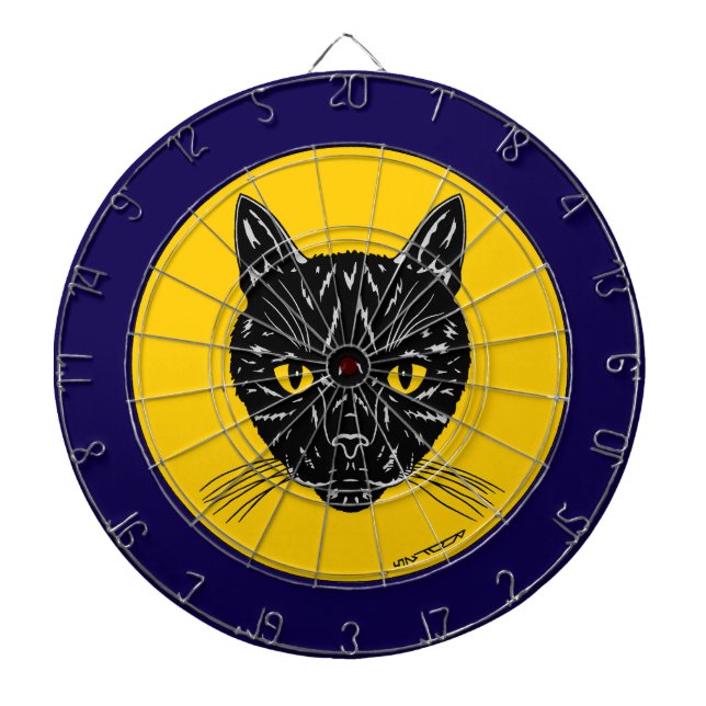 Black Cat Face Dart Board (Front)