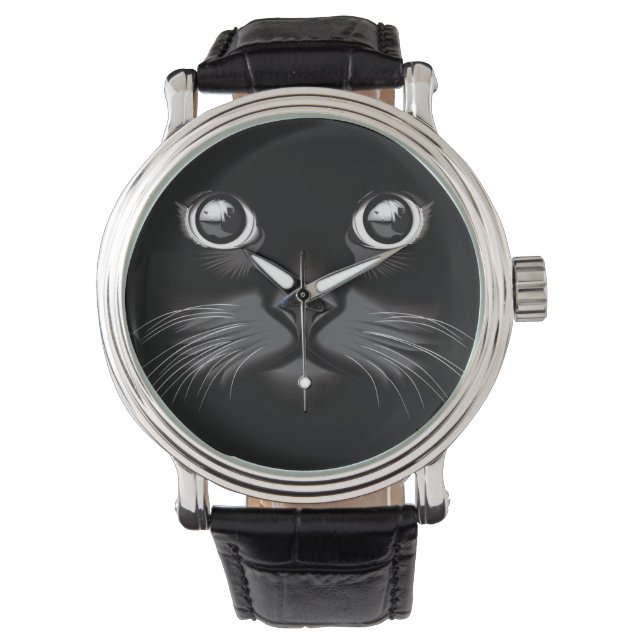 Black Cat Face Eyes Watch (Front)