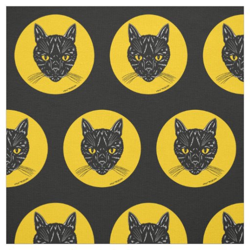 Black Cat Face Fabric