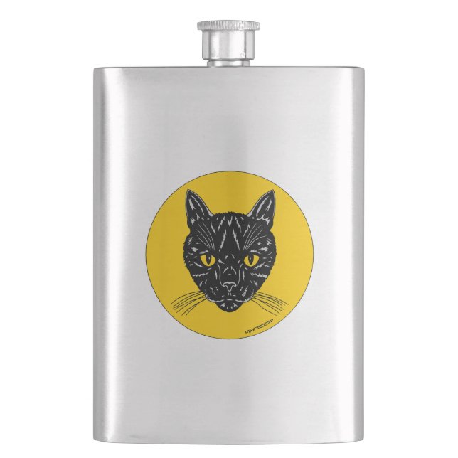 Black Cat Face Flask (Front)