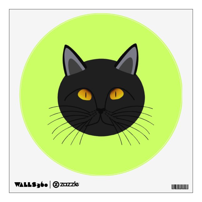 Black Cat Face Halloween Wall Decal (Front)