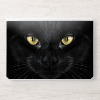 Black Cat Face Hp Laptop Skin by FantasyCases at Zazzle