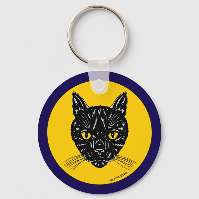 Black Cat Face Keychain (Front)