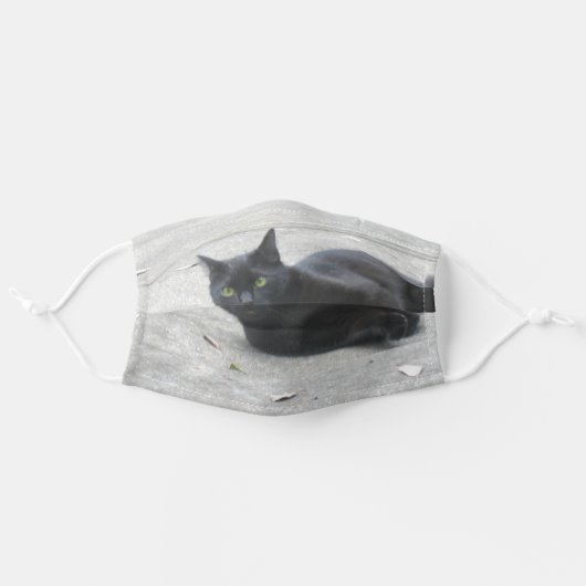 Black Cat face mask cover (Front, Unfolded)