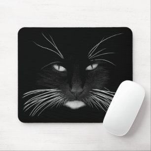 Black Cat Face Mouse Pad