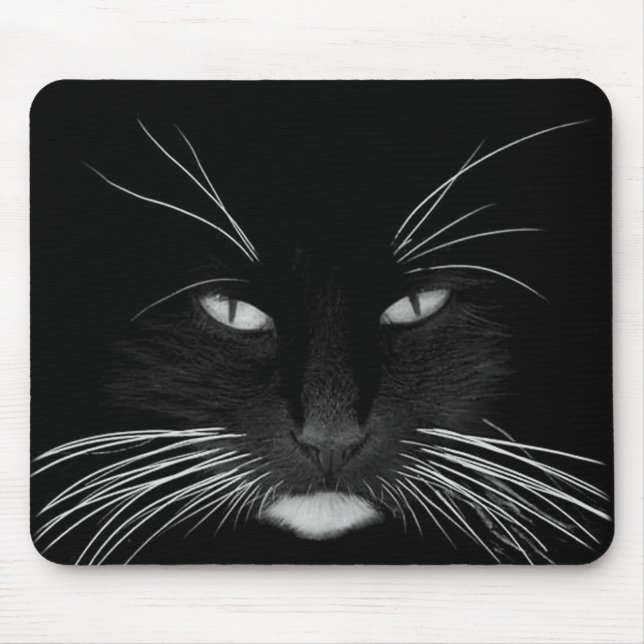 Black Cat Face Mouse Pad (Front)