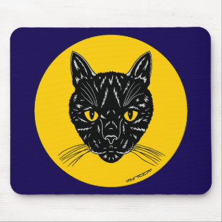Black Cat Face Mouse Pad