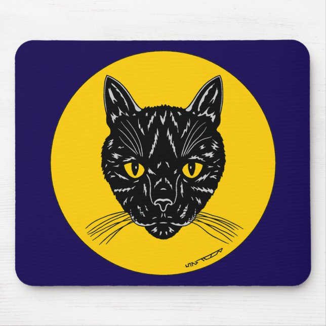 Black Cat Face Mouse Pad (Front)