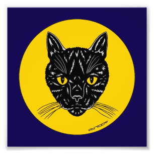 Black Cat Face Photo Print
