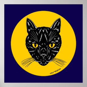 Black Cat Face Poster