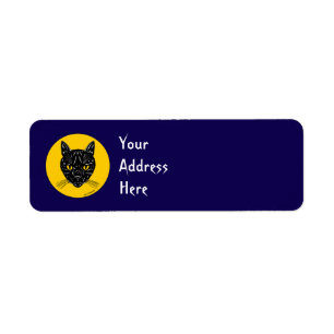 Black Cat Face Return Address Label