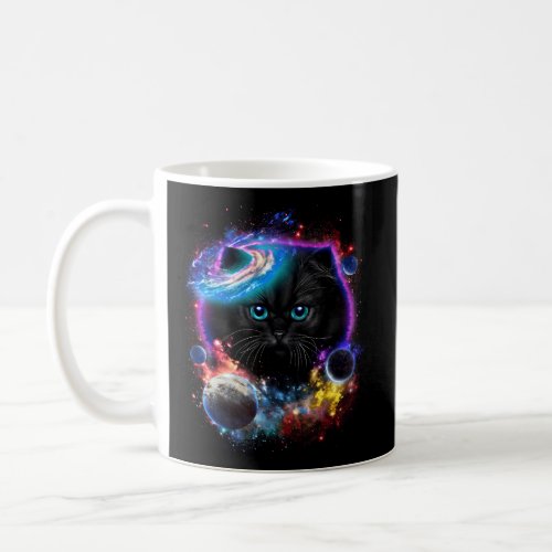 Black Cat Face Swirl In Planetary Galaxy Space And Coffee Mug