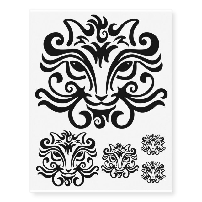 Black Cat Face Temporary Tattoos (Front)