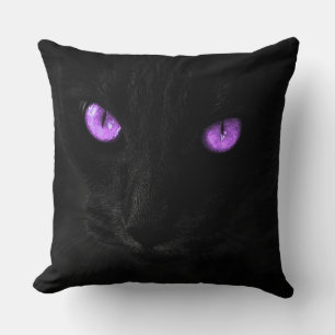 Black Cat Face Throw Pillow
