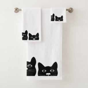 "Black Cat Face" Towels Set