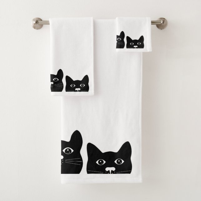 "Black Cat Face" Towels Set (Insitu)