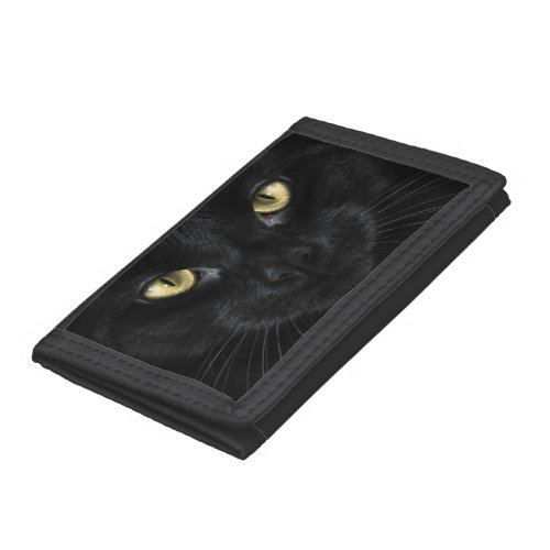 Black Cat Face Trifold Wallet