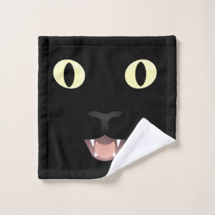 Black Cat Face Washcloth