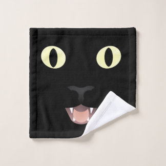 Black Cat Face Washcloth