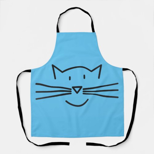 Black Cat Face Whiskers Design Apron