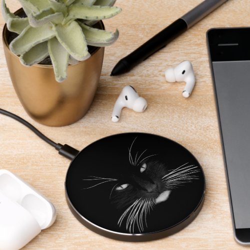 Black Cat Face  Wireless Charger