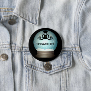 Black cat fall chandelier autumn snow globe button