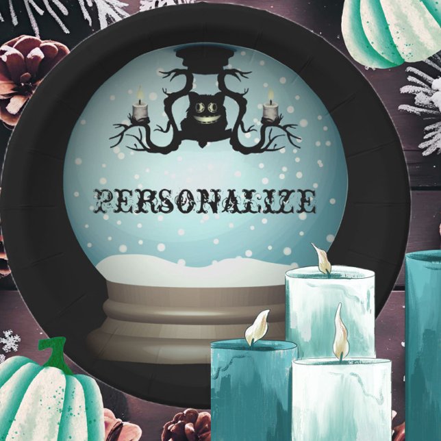 Black cat fall chandelier autumn snow globe paper plates (Creator Uploaded)