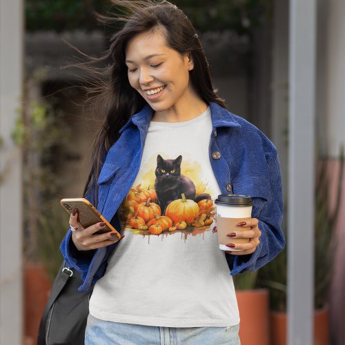 Black Cat Fall  T_Shirt