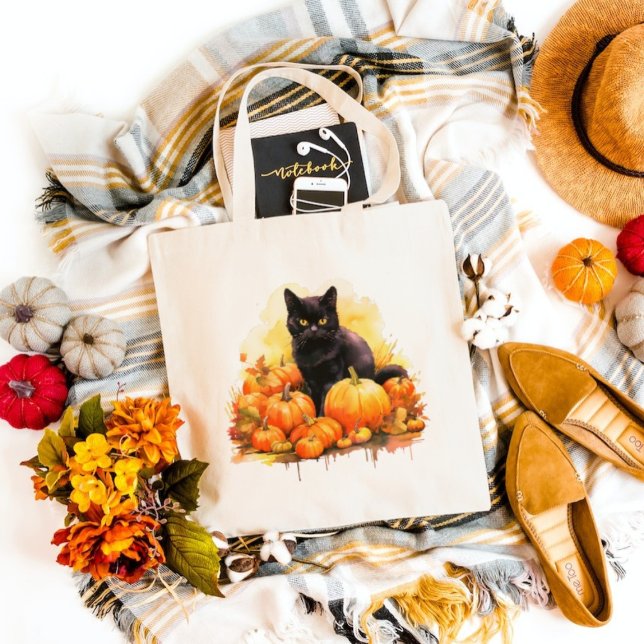 Black Cat Fall  Tote Bag (Creator Uploaded)