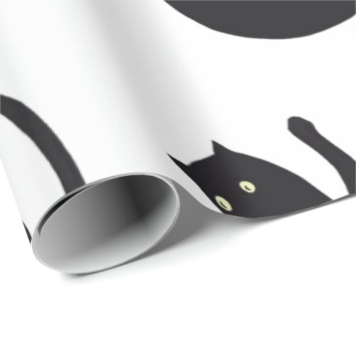 Black Cat Falling White Wrapping Paper