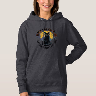 Black Cat Familiar Vintage Halloween Rescue Design Hoodie