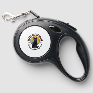 Black Cat Familiar Vintage Halloween Rescue Design Retractable Pet Leash