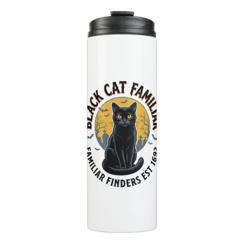 Black Cat Familiar Vintage Halloween Rescue Design Thermal Tumbler