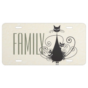 Black Cat Family 4 - License Plate Cover