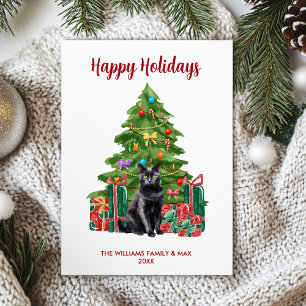 Black Cat Family Christmas Holiday Card