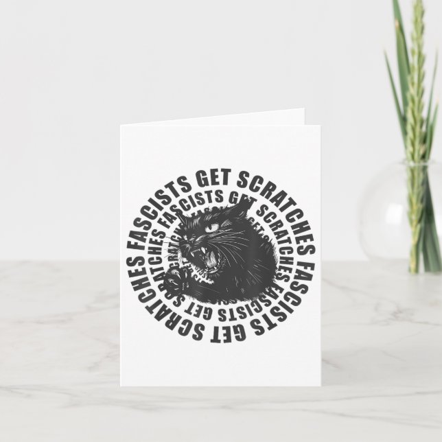 Black Cat Fascists Get Scratches Funny Cat Meme Ca Card (Front)