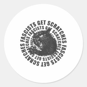 Black Cat Fascists Get Scratches Funny Cat Meme Ca Classic Round Sticker