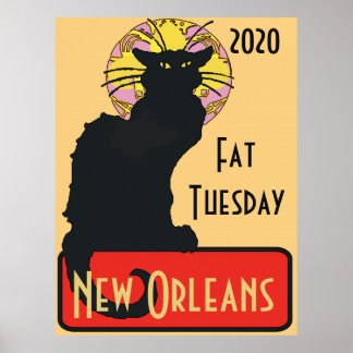 Black Cat, Fat Tuesday, edit text Poster