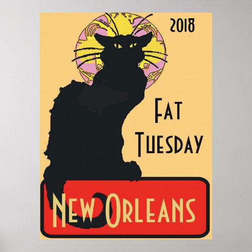 Black Cat Fat Tuesday edit text Poster