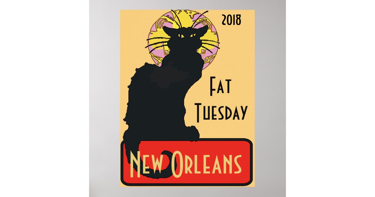 Black Cat Fat Tuesday Edit Text Poster Zazzle Com