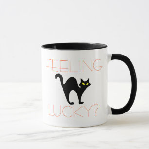 Black Cat Feeling Lucky Funny Halloween Mug