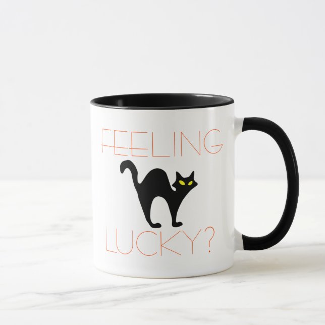 Black Cat Feeling Lucky | Funny Halloween Mug (Right)