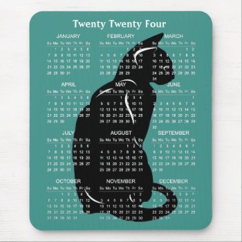 Black Cat Feline Design 2024 Calendar Mousepad by SjasisDesignSpace at Zazzle